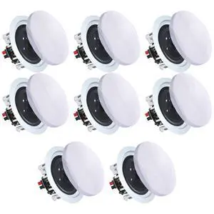 Set of 8-6.5 Inch 200 Watts Each Ceiling Speakers, Flush Mount in-Wall in-Ceiling 2-Way Mid Bass Woofer Speakers w/Titanium Tweeter - for Home, Office, Kitchen, Living Room Set of 8-6.5 Inch 200 Watts Each Ceiling Speakers, Flush Mount in-Wall in-Ceiling 2-Way Mid Bass Woofer Speakers w/Titanium Tweeter - for Home, Office, Kitchen, Living Room