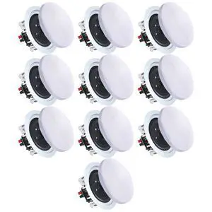 Set of 10 6.5 Inch 8 Ohm 200 Watts Ceiling Speakers, Flush Mount in-Wall in-Ceiling 2-Way Mid Bass Woofer Speakers - Perfect for Home, Office, Kitchen, Living Room Set of 10 6.5 Inch 8 Ohm 200 Watts Ceiling Speakers, Flush Mount in-Wall in-Ceiling 2-Way Mid Bass Woofer Speakers - Perfect for Home, Office, Kitchen, Living Room