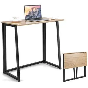 Folding Computer Desk, 31 Foldable Drop Leaf Laptop Desk, Writing Desk Study Desk for Small Space, Compact Computer Workstation for Home Office, No Assembly Required (Natural) Folding Computer Desk, 31 Foldable Drop Leaf Laptop Desk, Writing Desk Study Desk for Small Space, Compact Computer Workstation for Home Office, No Assembly Required (Natural)