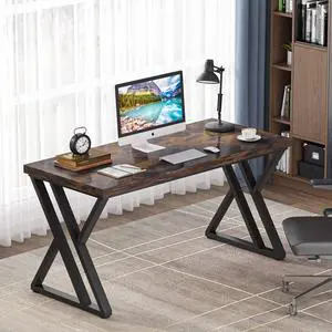 55-Inch Writing Desk, Computer Office Desk with Metal Legs and Wood Tabletop, Modern Simple Study Table for Writing and Studying, Industrial Laptop Workstation for Home Office 55-Inch Writing Desk, Computer Office Desk with Metal Legs and Wood Tabletop, Modern Simple Study Table for Writing and Studying, Industrial Laptop Workstation for Home Office