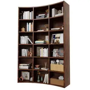 71" Triple Wide Bookshelf, 6 Tier Tall Bookshelf, Large Book Shelf with Curved Baffle, 41.5" Wide Bookcase with 18 Open Floor Standing Display Shelves for Living Room, Study Brown 71" Triple Wide Bookshelf, 6 Tier Tall Bookshelf, Large Book Shelf with Curved Baffle, 41.5" Wide Bookcase with 18 Open Floor Standing Display Shelves for Living Room, Study Brown