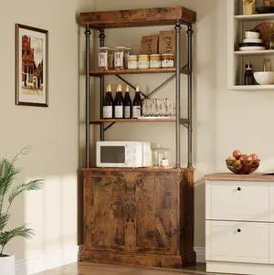 Tall Bookshelf with Doors 73.62in Industrial Storage Open Rack Shelf with Cabinet Wood and Metal Bookcase Farmhouse Bookshelves Large Vintage Display Rack Home Office Tall Bookshelf with Doors 73.62in Industrial Storage Open Rack Shelf with Cabinet Wood and Metal Bookcase Farmhouse Bookshelves Large Vintage Display Rack Home Office