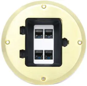 4 Port Cat5e Ethernet Floor Box - Gold 4 Port Cat5e Ethernet Floor Box - Gold