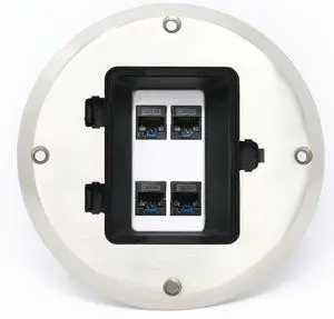 4 Port Cat5e Ethernet Floor Box - Stainless Steel 4 Port Cat5e Ethernet Floor Box - Stainless Steel