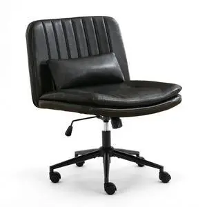 Criss Cross Office Chair, Cross Legged Office Seat with Wheels Armless Swivel Vanity Chair, Height Adjustable Wide Computer Task Seating for Home Office (Black) Criss Cross Office Chair, Cross Legged Office Seat with Wheels Armless Swivel Vanity Chair, Height Adjustable Wide Computer Task Seating for Home Office (Black)
