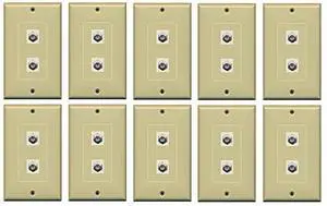 2 Port Coax Decorative Type Wall Plate - Ivory - Bracket Included (10 Pack) 2 Port Coax Decorative Type Wall Plate - Ivory - Bracket Included (10 Pack)