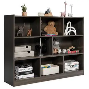 5 Cube Storage Organizer, 2-Tier Horizontal Bookshelf, Wooden Display Book Shelves for Home Office Classroom, Low Bookcase Under Window (Grey, 48 x 12.5 x 36.5) 5 Cube Storage Organizer, 2-Tier Horizontal Bookshelf, Wooden Display Book Shelves for Home Office Classroom, Low Bookcase Under Window (Grey, 48 x 12.5 x 36.5)