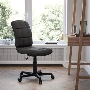 Mid-Back Black Quilted Vinyl Swivel Task Office Chair Mid-Back Black Quilted Vinyl Swivel Task Office Chair