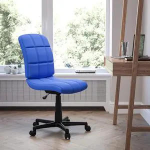 Mid-Back Blue Quilted Vinyl Swivel Task Office Chair Mid-Back Blue Quilted Vinyl Swivel Task Office Chair