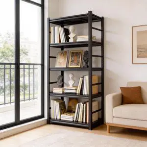 5 Tier Bookshelf, Large Industrial Metal Shelving, Heavy Duty Storage Shelves For Books And Display. Adjustable Open Standing Book Shelf For Living Room, Bedroom, Office (35.4"W×15.7"D×71.2"H) 5 Tier Bookshelf, Large Industrial Metal Shelving, Heavy Duty Storage Shelves For Books And Display. Adjustable Open Standing Book Shelf For Living Room, Bedroom, Office (35.4"W×15.7"D×71.2"H)