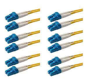 6-Pack 9 Meter LC to LC Fiber Patch Cable, Corning SMF-28 Singlemode 9/125um Ultra Optical Fiber, OS1/OS2 Compatible, Duplex, Yellow LSZH Cable Jacket 6-Pack 9 Meter LC to LC Fiber Patch Cable, Corning SMF-28 Singlemode 9/125um Ultra Optical Fiber, OS1/OS2 Compatible, Duplex, Yellow LSZH Cable Jacket