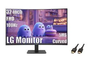 32 inch Curved Monitor, FHD VA Display, 100Hz, 5ms, AMD FreeSync, Dynamic Action Sync, Black Stabilizer, Reader Mode, Flicker Safe, Auto Input Switch, OnScreen Control, with 5ave HDMI4 Cable 32 inch Curved Monitor, FHD VA Display, 100Hz, 5ms, AMD FreeSync, Dynamic Action Sync, Black Stabilizer, Reader Mode, Flicker Safe, Auto Input Switch, OnScreen Control, with 5ave HDMI4 Cable