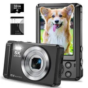 5K Digital Camera - 72MP Digital Cameras with 16X Zoom for Kids' Gifts - Autofocus Point and Shoot Digital Camera for Photography - UHD 2.8'' Screen Compact Portable Camera with 32GB SD Card (Black) 5K Digital Camera - 72MP Digital Cameras with 16X Zoom for Kids' Gifts - Autofocus Point and Shoot Digital Camera for Photography - UHD 2.8'' Screen Compact Portable Camera with 32GB SD Card (Black)