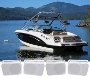 HP65S-8 6.5 in 8 Ohm Marine Box Speakers-White 500W Peak/160W RMS per Pair, IPX44 Weather Resistant, w/Swivel Mount Brackets, for Boats, 2-Pairs HP65S-8 6.5 in 8 Ohm Marine Box Speakers-White 500W Peak/160W RMS per Pair, IPX44 Weather Resistant, w/Swivel Mount Brackets, for Boats, 2-Pairs