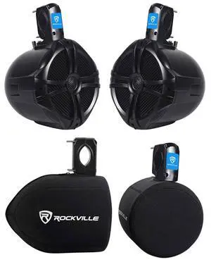 Marine Bundle: (2) RWB80B 8" 600-Watt 2-Way Wakeboard Tower Speakers, Weather-Resistant, (2) RWBC80 Neoprene Covers, Protective, Durable, 4-Items Marine Bundle: (2) RWB80B 8" 600-Watt 2-Way Wakeboard Tower Speakers, Weather-Resistant, (2) RWBC80 Neoprene Covers, Protective, Durable, 4-Items