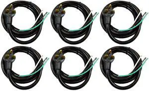 NEMA 6-30P to Roj 6 10-Gauge 3-Wire Appliance and Power Tool Cords | 6-Pack | 8 Feet | Replacement SJTW Power Cord with Open End NEMA 6-30P to Roj 6 10-Gauge 3-Wire Appliance and Power Tool Cords | 6-Pack | 8 Feet | Replacement SJTW Power Cord with Open End