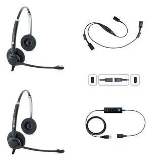 Computer Dual Headset Bundle for Office Training | Monitoring | Supervising: Includes 2 x HD150 Headset with NC Microphone, Training Y Splitter + USB Cable Compatible with PC and Softphones Computer Dual Headset Bundle for Office Training | Monitoring | Supervising: Includes 2 x HD150 Headset with NC Microphone, Training Y Splitter + USB Cable Compatible with PC and Softphones
