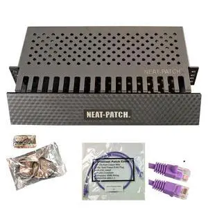 Neat Patch 2U Cable Management Kit - 1 Pack w/ 48 CAT6 Patch Cables (2FT Purple) Neat Patch 2U Cable Management Kit - 1 Pack w/ 48 CAT6 Patch Cables (2FT Purple)