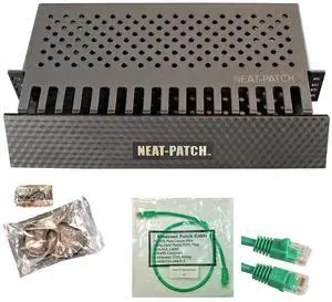 Neat Patch 2U Cable Management Kit - 2 Packs w/ 96 CAT6 Patch Cables (2FT Green) Neat Patch 2U Cable Management Kit - 2 Packs w/ 96 CAT6 Patch Cables (2FT Green)