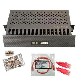 Neat Patch 2U Cable Management Kit - 2 Packs w/ 96 CAT6 Patch Cables (2FT Red) Neat Patch 2U Cable Management Kit - 2 Packs w/ 96 CAT6 Patch Cables (2FT Red)