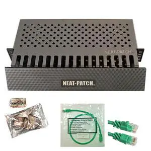 Neat Patch 2U Cable Management Kit - 2 Packs w/ 48 CAT6 Patch Cables (2FT Green) Neat Patch 2U Cable Management Kit - 2 Packs w/ 48 CAT6 Patch Cables (2FT Green)