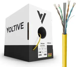 Cat6 Ethernet Cable, Riser (CMR), Yellow, 1000ft - 23AWG 4 Pair Solid Bare Copper, UTP, 600MHz, UL Certified & ETL Verified - V-1232-12 Cat6 Ethernet Cable, Riser (CMR), Yellow, 1000ft - 23AWG 4 Pair Solid Bare Copper, UTP, 600MHz, UL Certified & ETL Verified - V-1232-12
