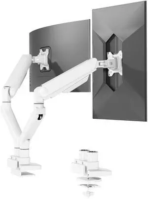 Monitor Stand, Heavy Duty Dual Monitor Arm for Ultrawide Screen up to 39" and 44 Lbs, Adjustable Gas Spring Arm with C Clamp & Grommet Base for Gaming Office, 75/100 VESA Mount, White Monitor Stand, Heavy Duty Dual Monitor Arm for Ultrawide Screen up to 39" and 44 Lbs, Adjustable Gas Spring Arm with C Clamp & Grommet Base for Gaming Office, 75/100 VESA Mount, White