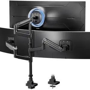 Triple Monitor Mount for up to 49-inch Screens - Heavy Duty Triple Monitor Arm Desk Mount for Ultrawide Monitors Max Load 44lbs per Screen, VESA 75x75 / 100x100 mm, Black Triple Monitor Mount for up to 49-inch Screens - Heavy Duty Triple Monitor Arm Desk Mount for Ultrawide Monitors Max Load 44lbs per Screen, VESA 75x75 / 100x100 mm, Black