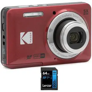 FZ55RD PIXPRO Digital Camera Red Bundle with Lexar 64GB High-Performance 800x UHS-I SDHC Memory Card Blue Series FZ55RD PIXPRO Digital Camera Red Bundle with Lexar 64GB High-Performance 800x UHS-I SDHC Memory Card Blue Series