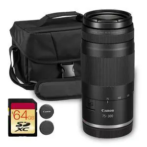 RF 75-300mm f/4-5.6 Lens | Compact Telephoto Zoom with Versatile Focal Range & Smooth Autofocus | Great for Sports, Wildlife, Travel & Everyday Photography (7155C002) + Shoulder Bag + 64GB Card RF 75-300mm f/4-5.6 Lens | Compact Telephoto Zoom with Versatile Focal Range & Smooth Autofocus | Great for Sports, Wildlife, Travel & Everyday Photography (7155C002) + Shoulder Bag + 64GB Card