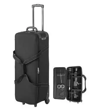 Studio Equipment Trolley Case, 35.83 x 11.81 x 14 in / 91 x 30 x 35.5 cm, Rolling Camera Bag, Carrying Bag with Wheels Straps Padded Compartment Handle, for Light Stands, Tripods, Telescopes Studio Equipment Trolley Case, 35.83 x 11.81 x 14 in / 91 x 30 x 35.5 cm, Rolling Camera Bag, Carrying Bag with Wheels Straps Padded Compartment Handle, for Light Stands, Tripods, Telescopes