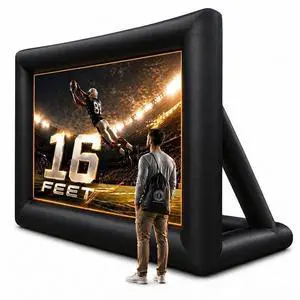 16 ft Outdoor Projector Screen with Built-in Blower - Supports Front and Rear Projection - Includes Tie-Downs and Storage Bag - Inflatable Projector 16 ft Outdoor Projector Screen with Built-in Blower - Supports Front and Rear Projection - Includes Tie-Downs and Storage Bag - Inflatable Projector