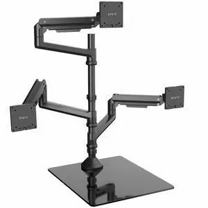 Pneumatic Arm Triple Ultrawide Monitor Desk Stand for Up to 49 inch Screens with Tempered Glass Base, Holds 3 Ultra Wides Up to 33 lbs Each, Black, STAND-V300FG Pneumatic Arm Triple Ultrawide Monitor Desk Stand for Up to 49 inch Screens with Tempered Glass Base, Holds 3 Ultra Wides Up to 33 lbs Each, Black, STAND-V300FG
