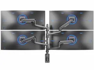 Quad Ultrawide Wall Mount, Heavy Duty Pneumatic Arm Monitor Station, Fits Four 38 inch Screens, Pneumatic Height Adjustment and 140lb Weight Capacity, Black, MOUNT-V400D Quad Ultrawide Wall Mount, Heavy Duty Pneumatic Arm Monitor Station, Fits Four 38 inch Screens, Pneumatic Height Adjustment and 140lb Weight Capacity, Black, MOUNT-V400D