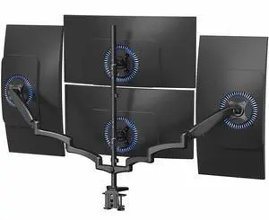 Quad Pneumatic Monitor Mount for 4 Screens up to 32 inches, Fully Adjustable, Heavy Duty Desk Stand with C-Clamp, Black, STAND-V400G Quad Pneumatic Monitor Mount for 4 Screens up to 32 inches, Fully Adjustable, Heavy Duty Desk Stand with C-Clamp, Black, STAND-V400G