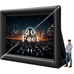 20 FT Inflatable Projector Movie Screen for Outside, Blow up Projector Screen Front/Rear Projection for Backyard Movie Night Outdoor Party 20 FT Inflatable Projector Movie Screen for Outside, Blow up Projector Screen Front/Rear Projection for Backyard Movie Night Outdoor Party