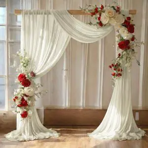 MDS Pack of 2 Wedding Arch Drape Panel (30" Width x 100ft Long) Sheer Chiffon Arbor Canopy Drapery Fabric for Wedding Ceremony Reception Decoration Party Ceiling Backdrop Curtain Swag - Ivory MDS Pack of 2 Wedding Arch Drape Panel (30" Width x 100ft Long) Sheer Chiffon Arbor Canopy Drapery Fabric for Wedding Ceremony Reception Decoration Party Ceiling Backdrop Curtain Swag - Ivory