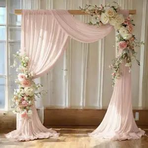 Pack of 2 Wedding Arch Drape Panel (30" Width x 100ft Long) Sheer Chiffon Arbor Canopy Drapery Fabric for Wedding Ceremony Reception Decoration Party Ceiling Backdrop Curtain Swag - Nude Pack of 2 Wedding Arch Drape Panel (30" Width x 100ft Long) Sheer Chiffon Arbor Canopy Drapery Fabric for Wedding Ceremony Reception Decoration Party Ceiling Backdrop Curtain Swag - Nude