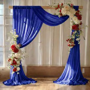 Pack of 2 Wedding Arch Drape Panel (30" Width x 100ft Long) Sheer Chiffon Arbor Canopy Drapery Fabric for Wedding Ceremony Reception Decoration Party Ceiling Backdrop Curtain Swag - Royal Blue Pack of 2 Wedding Arch Drape Panel (30" Width x 100ft Long) Sheer Chiffon Arbor Canopy Drapery Fabric for Wedding Ceremony Reception Decoration Party Ceiling Backdrop Curtain Swag - Royal Blue