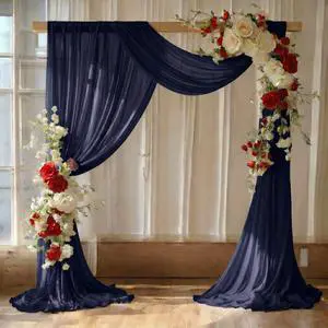Pack of 2 Wedding Arch Drape Panel (30" Width x 100ft Long) Sheer Chiffon Arbor Canopy Drapery Fabric for Wedding Ceremony Reception Decoration Party Ceiling Backdrop Curtain Swag - Navy Blue Pack of 2 Wedding Arch Drape Panel (30" Width x 100ft Long) Sheer Chiffon Arbor Canopy Drapery Fabric for Wedding Ceremony Reception Decoration Party Ceiling Backdrop Curtain Swag - Navy Blue