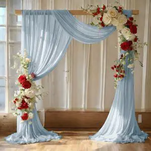 Pack of 2 Wedding Arch Drape Panel (30" Width x 100ft Long) Sheer Chiffon Arbor Canopy Drapery Fabric for Wedding Ceremony Reception Decoration Party Ceiling Backdrop Curtain Swag - Baby Blue Pack of 2 Wedding Arch Drape Panel (30" Width x 100ft Long) Sheer Chiffon Arbor Canopy Drapery Fabric for Wedding Ceremony Reception Decoration Party Ceiling Backdrop Curtain Swag - Baby Blue