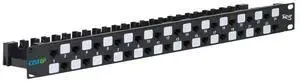 24-Port CAT6A Keystone 1U Patch Panel with CAT6A Keystone Jacks, 19 Rackmount Housing and Cable Support Bar, Staggered Ports to Reduce ANEXT, UL Listed PoE++ Compliant, ICMPP246AU 24-Port CAT6A Keystone 1U Patch Panel with CAT6A Keystone Jacks, 19 Rackmount Housing and Cable Support Bar, Staggered Ports to Reduce ANEXT, UL Listed PoE++ Compliant, ICMPP246AU