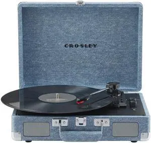 CR8005F-WD Cruiser Plus Vintage 3-Speed Bluetooth in/Out Suitcase Vinyl Record Player Turntable with Built-in Speakers, Washed Denim CR8005F-WD Cruiser Plus Vintage 3-Speed Bluetooth in/Out Suitcase Vinyl Record Player Turntable with Built-in Speakers, Washed Denim