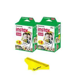 Instax Mini Twin Pack Picture Format Instant Daylight Film for Instax Mini Instant Cameras w/BuzzPhoto Microfiber Cleaning Cloth (2 Twin Packs (40 Sheets)) Instax Mini Twin Pack Picture Format Instant Daylight Film for Instax Mini Instant Cameras w/BuzzPhoto Microfiber Cleaning Cloth (2 Twin Packs (40 Sheets))