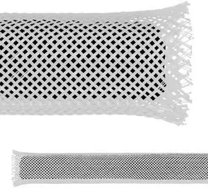 2" PET Expandable Braid Sleeving Flame Retardant Flexible Wire Mesh for Cord Management and Cable Protection - 100 Feet - White 2" PET Expandable Braid Sleeving Flame Retardant Flexible Wire Mesh for Cord Management and Cable Protection - 100 Feet - White