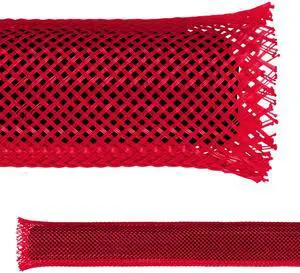 1" PET Expandable Braid Sleeving Flame Retardant Flexible Wire Mesh for Cord Management and Cable Protection - 250 Feet - Red 1" PET Expandable Braid Sleeving Flame Retardant Flexible Wire Mesh for Cord Management and Cable Protection - 250 Feet - Red