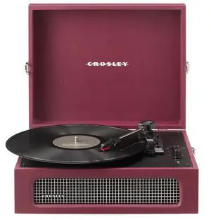 CR8017B-BU Voyager Vintage Portable Vinyl Record Player Turntable with Bluetooth in/Out and Built-in Speakers, Burgundy CR8017B-BU Voyager Vintage Portable Vinyl Record Player Turntable with Bluetooth in/Out and Built-in Speakers, Burgundy