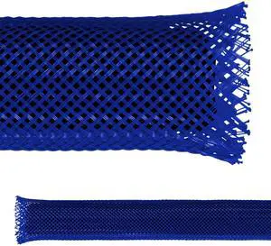 1/2" PET Expandable Braid Sleeving Flame Retardant Flexible Wire Mesh for Cord Management and Cable Protection - 250 Feet - Blue 1/2" PET Expandable Braid Sleeving Flame Retardant Flexible Wire Mesh for Cord Management and Cable Protection - 250 Feet - Blue