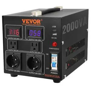 Voltage Converter Transformer, 2000W, Heavy Duty Step Up/Down Transformer, Convert from 110 Volt to 220 Volt and from 220 Volt to 110 Volt, with US Outlet EU Outlet 5V USB Port, CE Certified Voltage Converter Transformer, 2000W, Heavy Duty Step Up/Down Transformer, Convert from 110 Volt to 220 Volt and from 220 Volt to 110 Volt, with US Outlet EU Outlet 5V USB Port, CE Certified