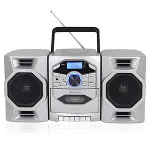 Portable CD Player Boombox with Cassette Player, Tape Recorder, AM/FM Radio, MP3 AUX Input, Detachable Speakers, AC/DC & Battery Operated Stereo System for Home, Travel, Indoor & Outdoor Use Portable CD Player Boombox with Cassette Player, Tape Recorder, AM/FM Radio, MP3 AUX Input, Detachable Speakers, AC/DC & Battery Operated Stereo System for Home, Travel, Indoor & Outdoor Use